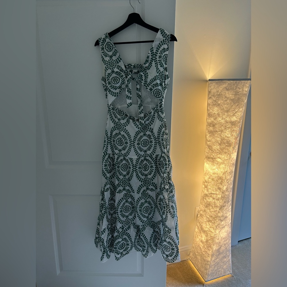 Zara Elegant Green Patterned Dress